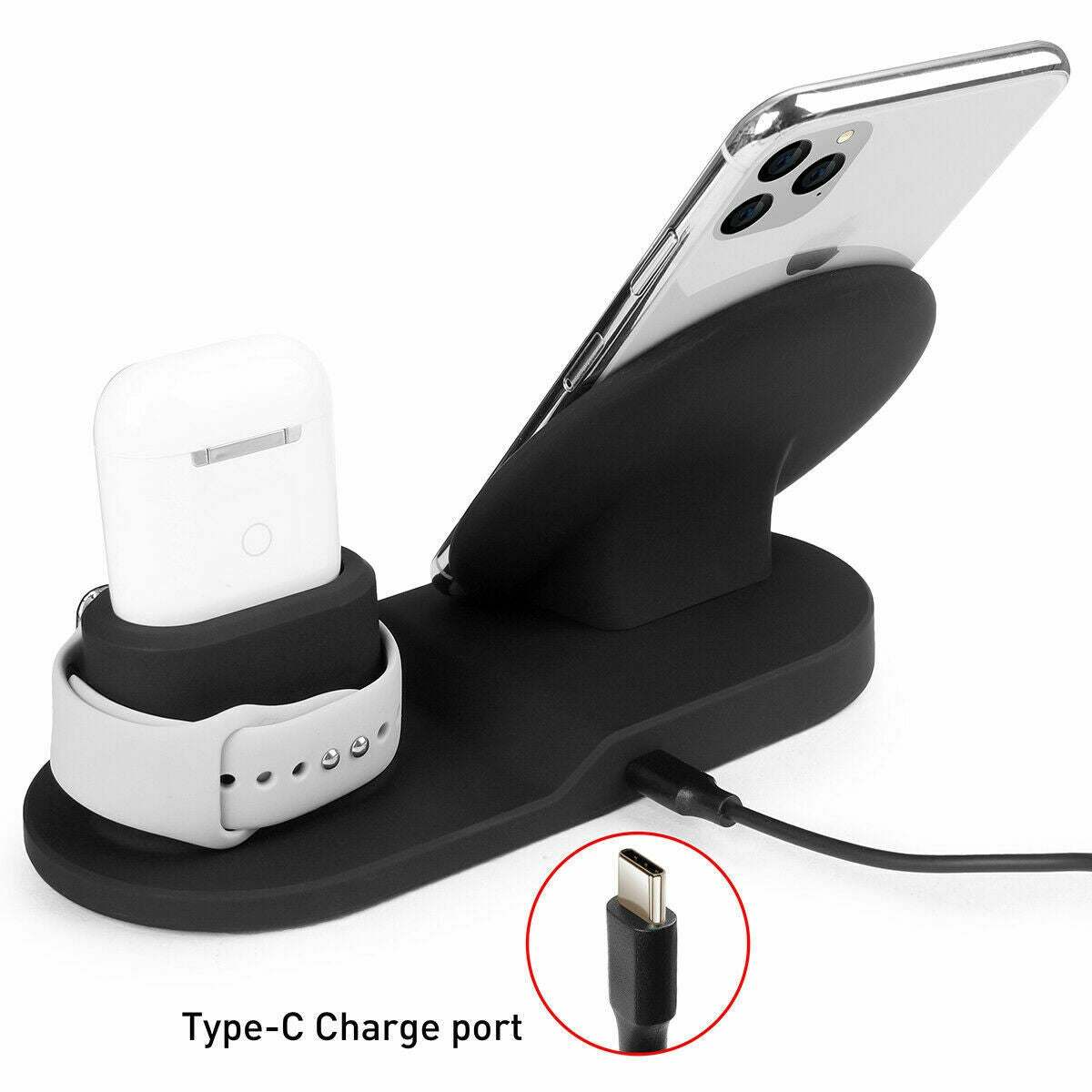 Wireless Fast Charge Stand Dock 3in1 Phone Charging Watch Ear Pods Charger