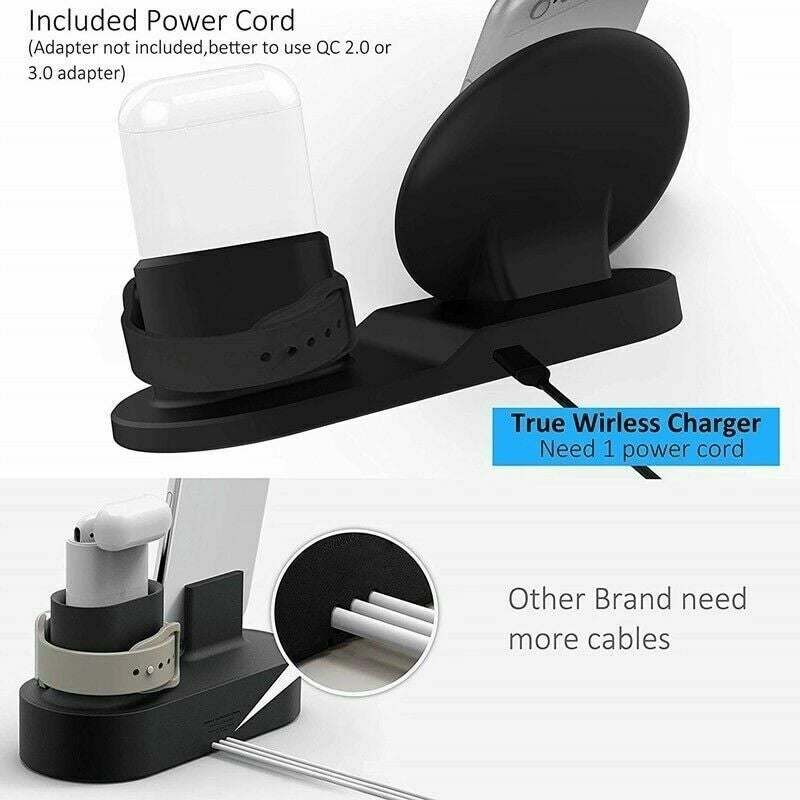 Wireless Fast Charge Stand Dock 3in1 Phone Charging Watch Ear Pods Charger